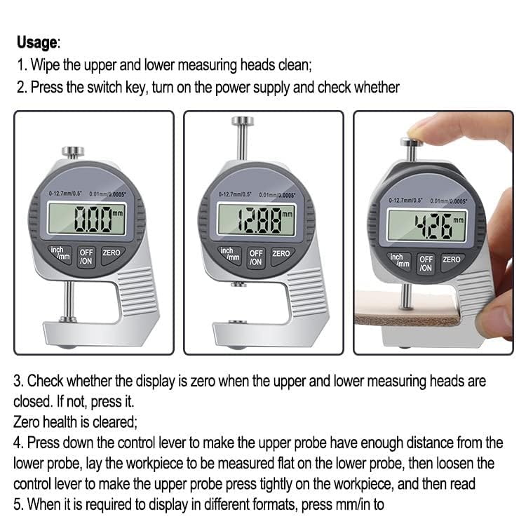 Image of Digital Dial Thickness Gauge - Precision Measurement Tool (0-12.7mm / 0-0.5 inch) (Digital Dial Gauge 12.7mm)