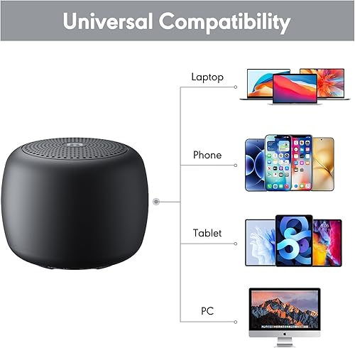 Miniatura 8 de Altavoz Bluetooth portátil, ultra compacto con Bluetooth 5.4 y ranura para tarjeta TF  Tiempo de reproducción de 10 horas, estéreo TWS, llamadas