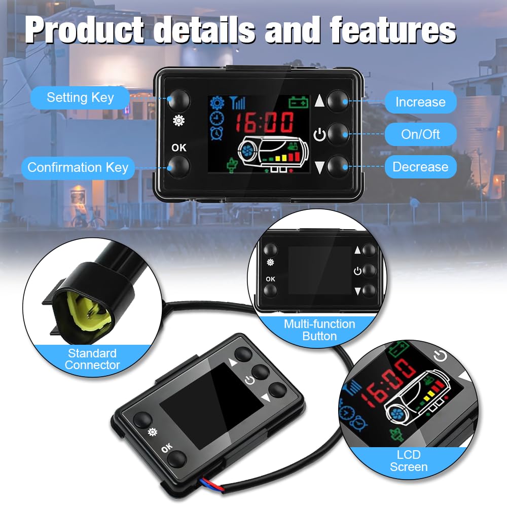 12V /24V Auto Heizung LCD Schalter Controller, Luftheizungs-Steuerplatine mit Fernbedienung, LCD-Autoheizungsregler, Auto Standheizung Controller Board für Auto Diesel Luftheizung Parkheizung