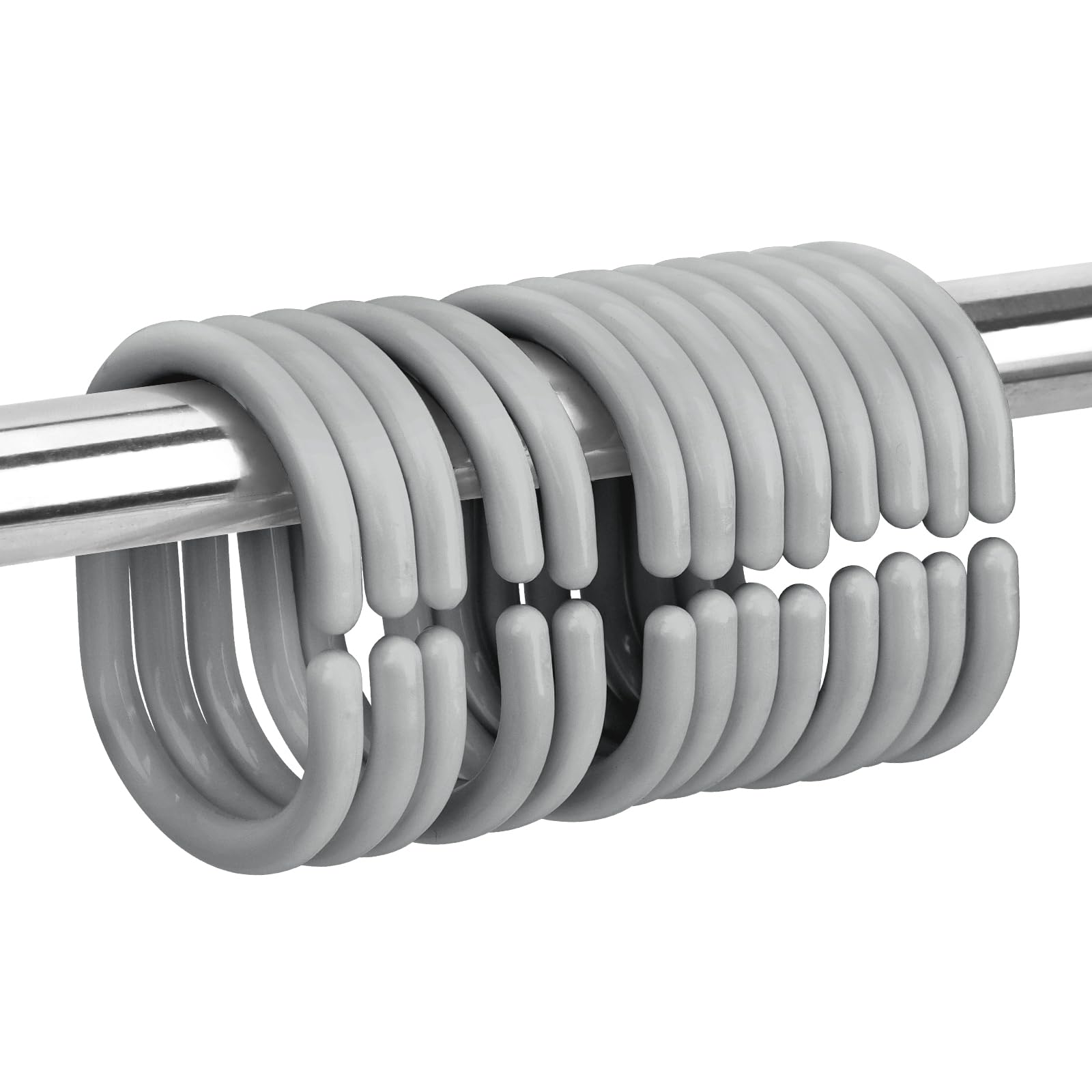 Qulable 24 pcs Shower Curtain Rings Plastic Shower Curtain Hooks C-Shaped Rings Hook Hanger Bath Drape Loop Clip Glide Bathroom Shower Window Rod (Grey)