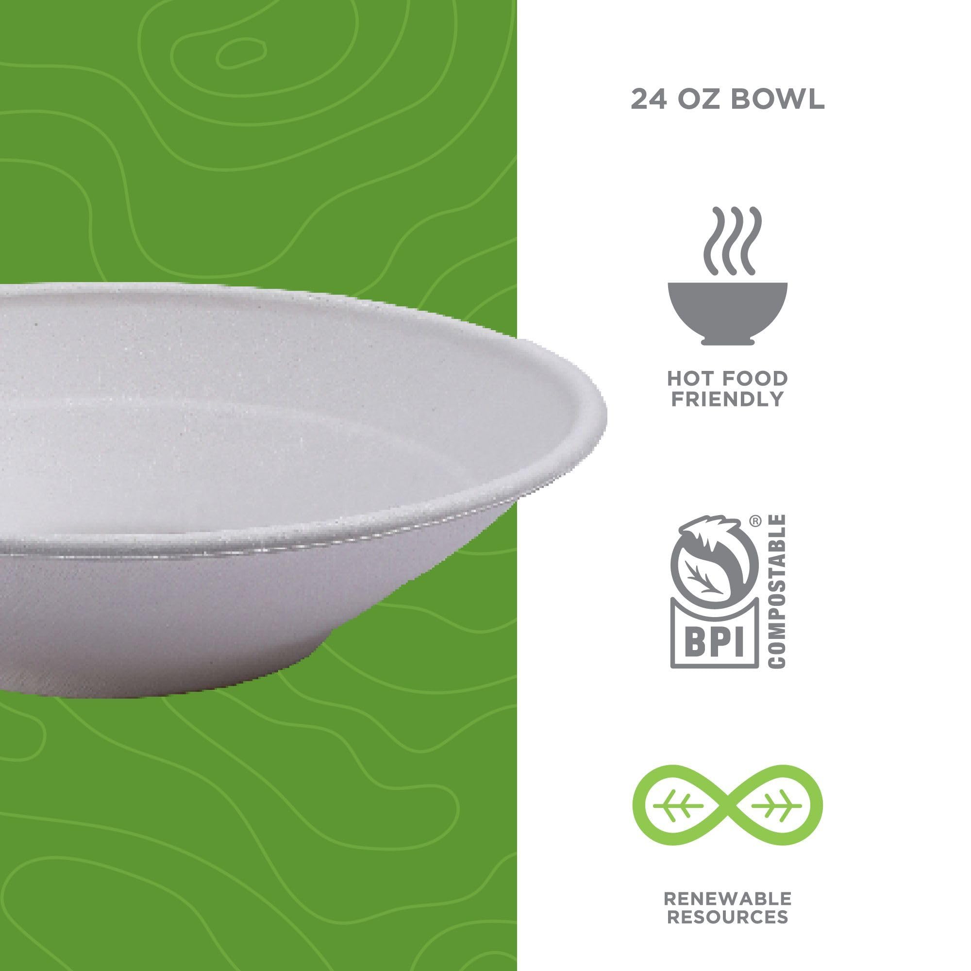 Eco-Products Vanguard - Cuenco de fideos para caña de azúcar (renovable y compostable, 24 onzas), caja de 400 | EP-BL24NFA| BPI & ATSM compostable | Una alternativa más ecológica