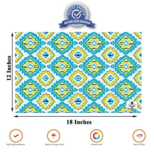 Image of DECOTREE� PVC Table Placemats Set of 6 Pieces for Dining Table-12X18 Inches, Blue