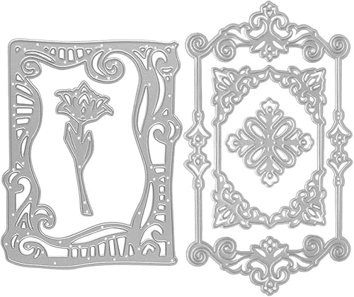 Miniatura 1 de Troqueles de corte de marco de encaje de flores de metal, marco de decoración troquelado, plantillas en relieve, molde de plantilla para álbumes de