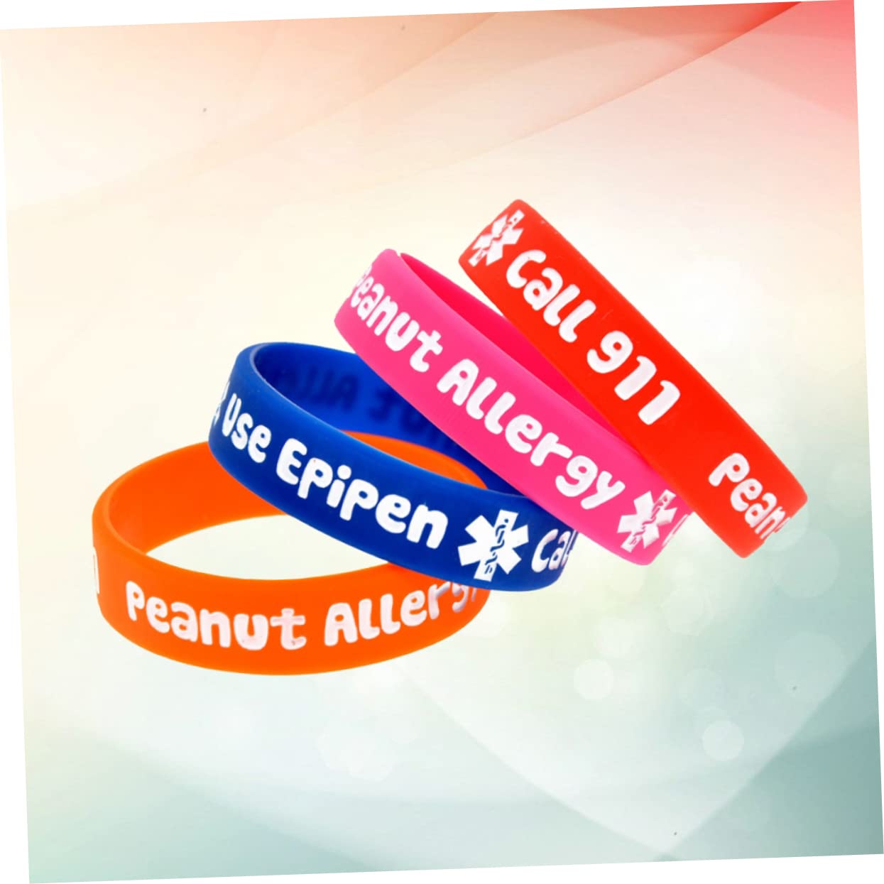 LIOOBO 4pcs Alert Wristbands Durable PVC Bracelets with Random Colors for Great for Parties and Everyday Wear Comfortable and Easy to Use Random Color