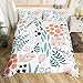 Cat Twin Bedding Set for Girls Kids,Cartoon Animal Pet Cat Duvet Cover Kawaii Room Decor,Flowers Leaves Botanical Plants Comforter Cover,Pink Love Paw Print Cute Kitten BedÂ Set for Cat Lovers