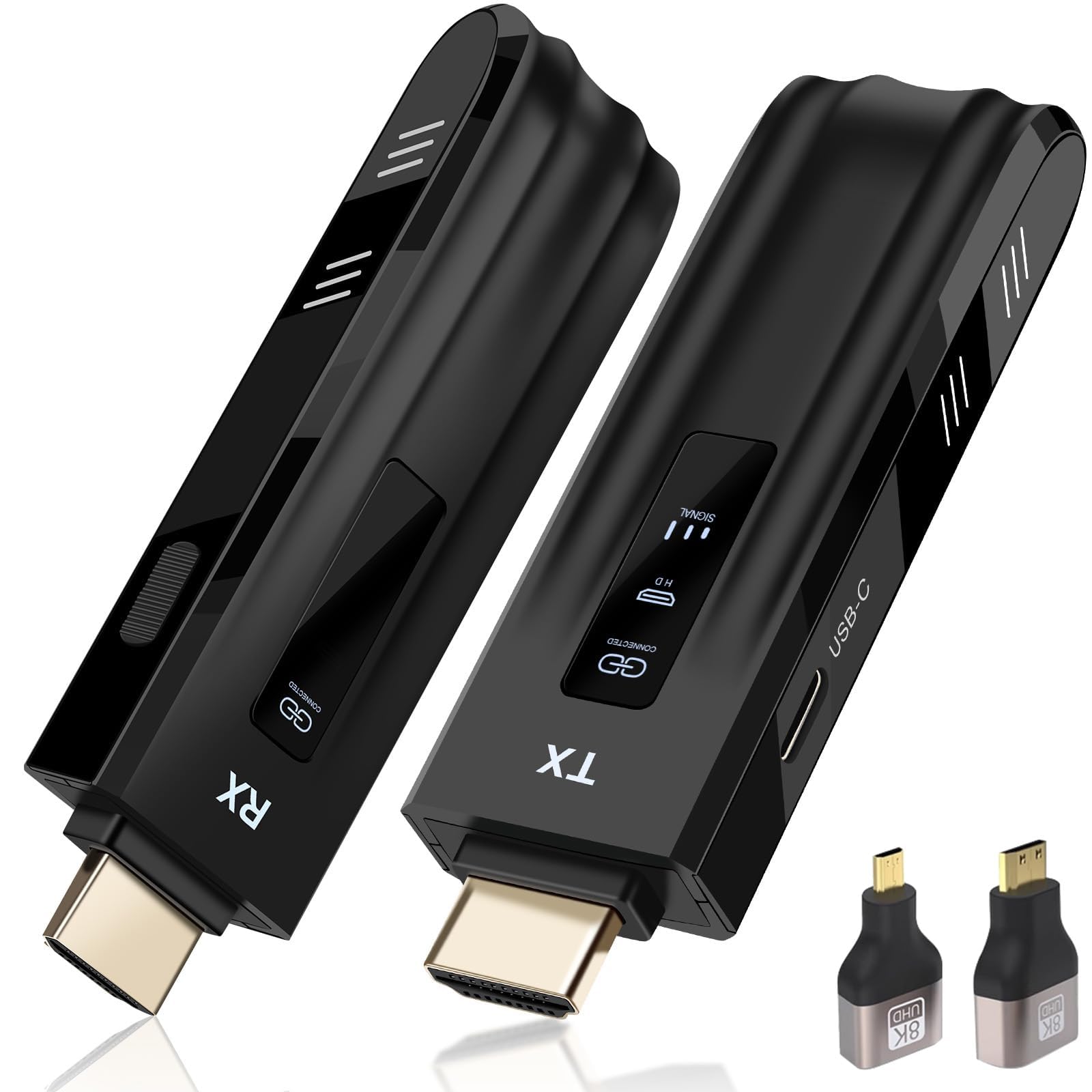 Wireless HDMI Transmitter and Receiver,2025 Upgraded LED Display,4K Decode & 1080P Output,Plug and Play Portable 2.4G/5G Wireless HDMI Extender,Compatible with PC/Laptop/Camera/HDTV/Projector/TV Box