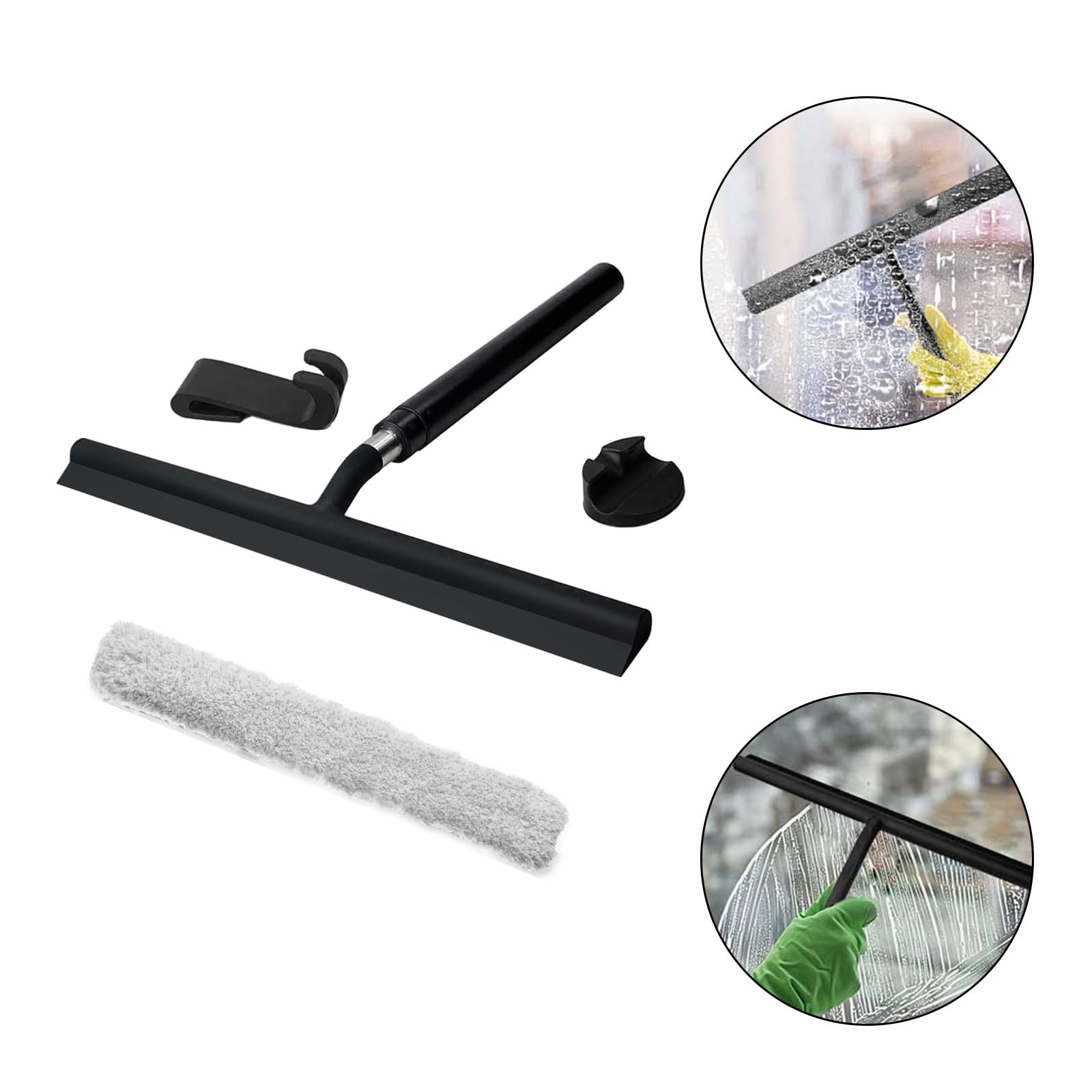Estropajo telescópico de silicona con cubiertas de tela y gancho, ideal para ducha, vidrio, azulejos, suelos, espejos. Herramienta de limpieza versátil para el baño