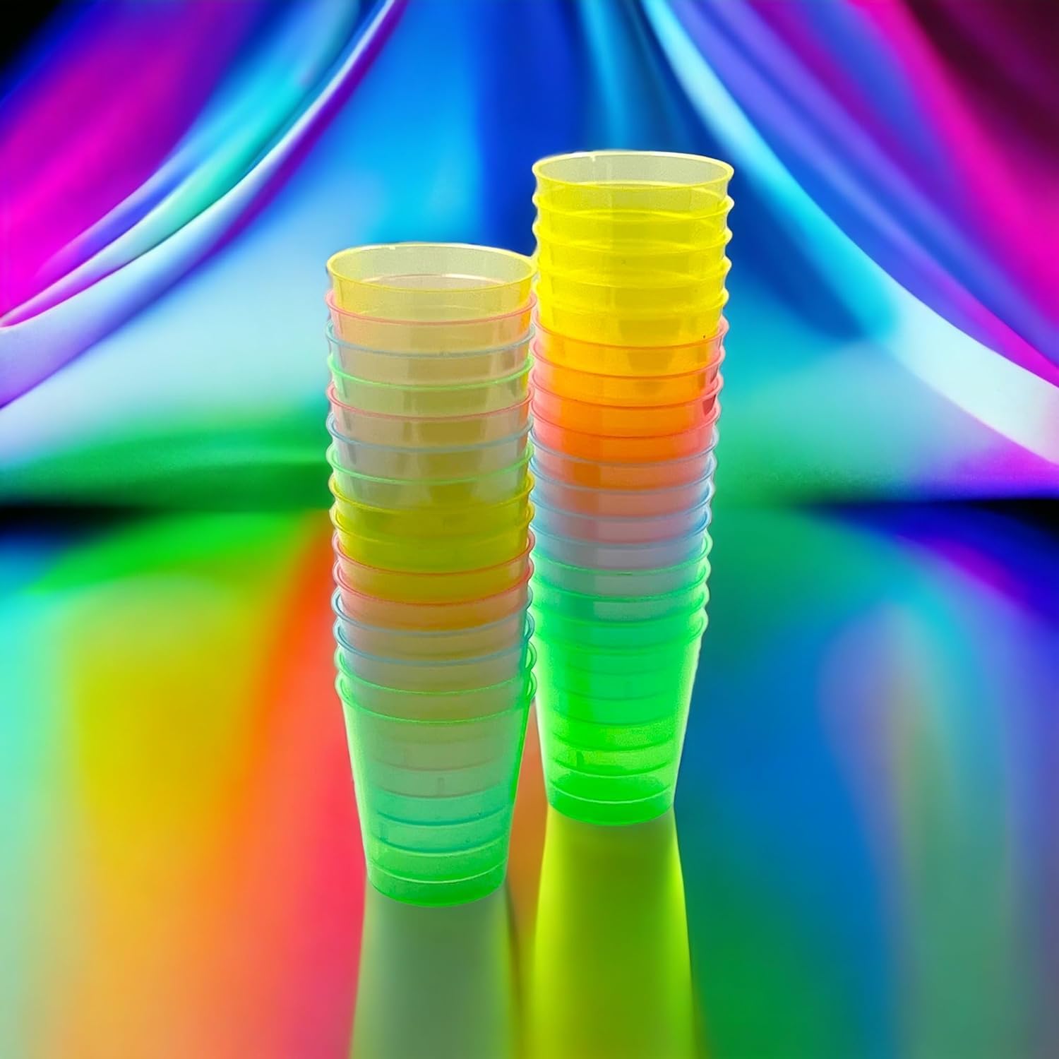 MIJOMA Lot de 640 verres à liqueur incassables en plastique robuste pour jello shots, desserts, fêtes, mariages, anniversaires, passent au lave-vaisselle, réutilisables, 29 ml (arc-en-ciel)