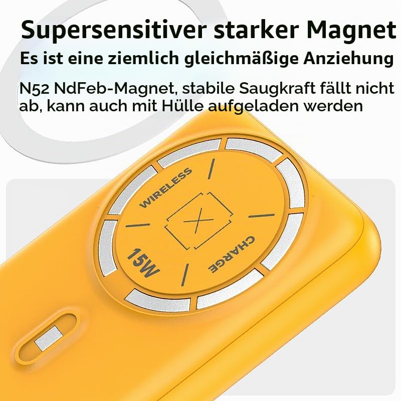 KONFULON Powerbank für Magsafe 10000mAh, 15W Qi Wireless & 22.5W USB-C Fast Charging, Ultra-Kompakt 1.5cm Slim Design, Magnetische Schnelllade-Powerbank für jedes Smartphone S