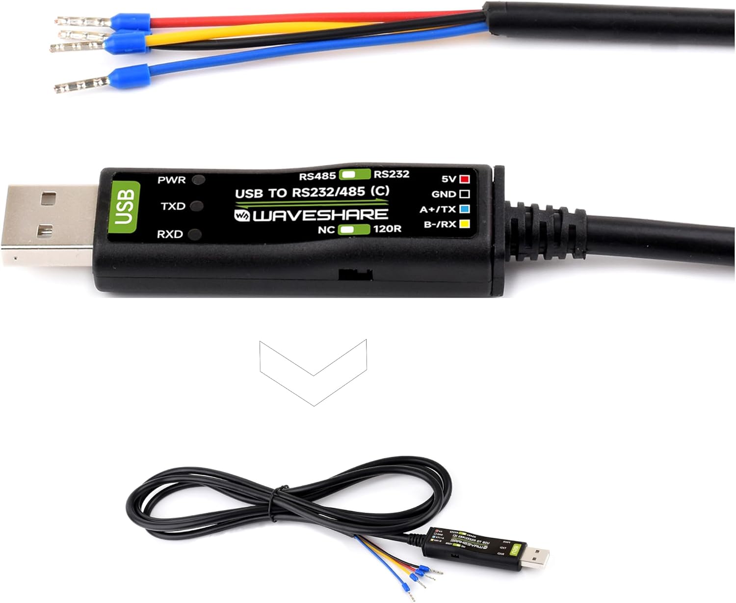 USB to RS485 /RS232 Converter Board, Original FT232RNL Chip Stable Transmission, Onboard Power and Signal Indicators, Supports Mac Linux Android Win11/10/8.1/8/7,etc.