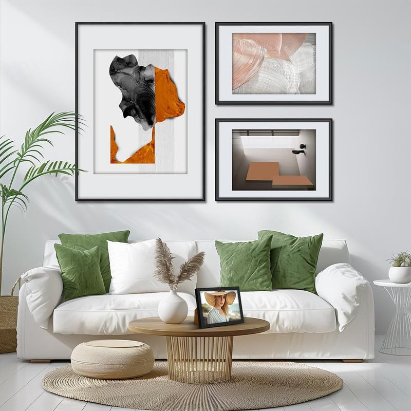 4x Cornice Foto DIN A3 29,7x42cm,Alluminio,Nero,Cornice 30x42 Grande per Foto,Disegni per Bambini,Diplomi e Poster,Camera da Letto e Casa,Solo per Espositore a Parete