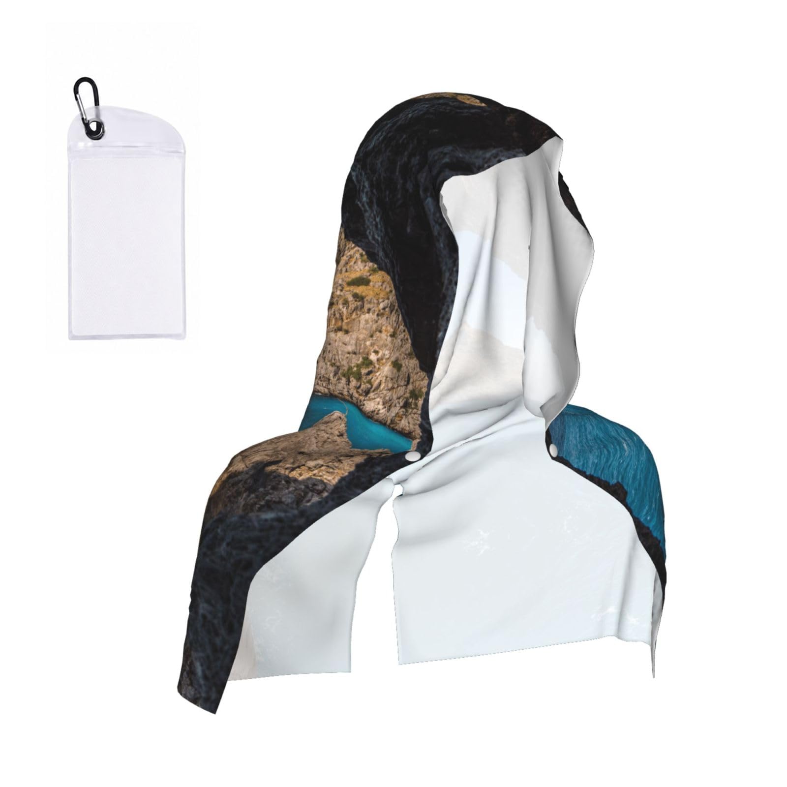 WXWJSHMGC Arch In Mallorca Spain Print Cooling Hoodie Towel, Cooling Towels For Neck And Face Sun Protection Instant Cool Hoodie(Sport/Camping/Work Out/Hot Weather)