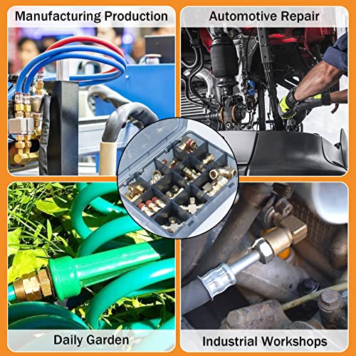 42 Pcs Brass Dot Air Brake Nylon Tubing Fittings Assortment Kit, 1/8" 1/4" 3/8" 1/2" 5/8" Dot Union/Tee/Elbow/Straight Air Brake Line Connectors Fittings Kit #TOP5