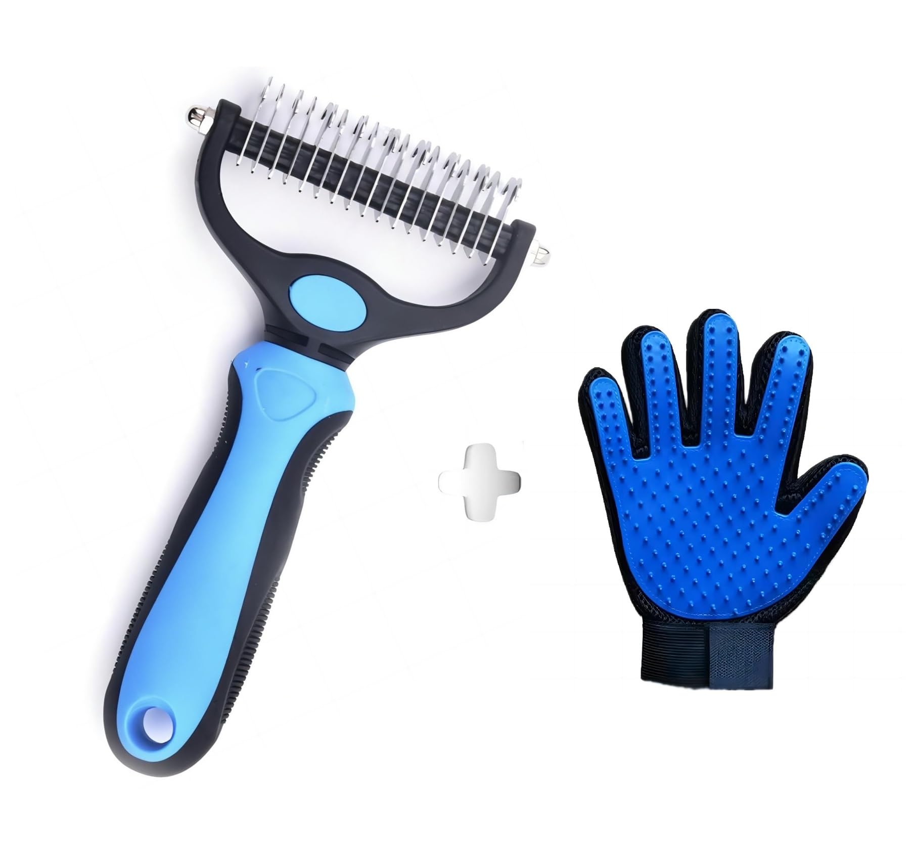 FlyzooKnots Brush + Glove for Dogs and Cats, Double-Sided Brush for Dogs with Undercoat, Remove and Unravel Knots and Dead Hair of Dogs Cats