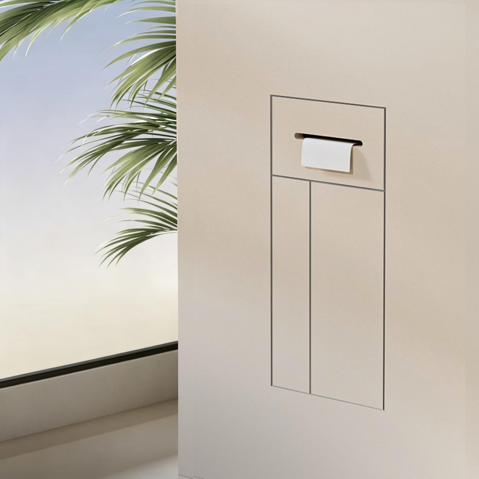 MESCXTY Recessed Wall Niche, 304 SS Toilet Paper Holder with Hidden Trash & Phone Shelf
