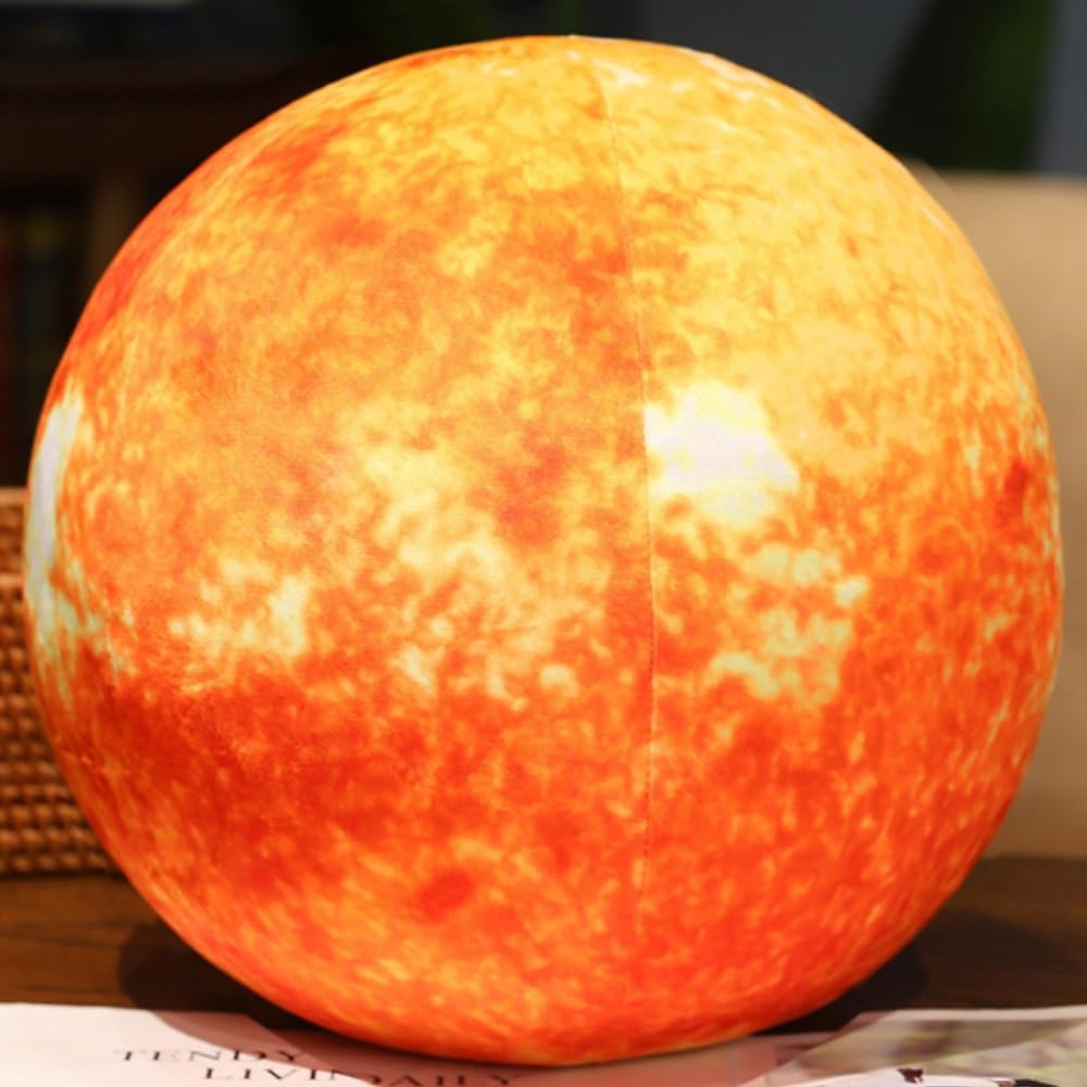 OUKEYI 10.6Inch Super Cute Sun Plush Soft Pillow, Soft and Realistic Earth, Moon, Sun, Stuffed Plush Toy for Learning Science, Astronomy, Space, Blue Planet, Toy