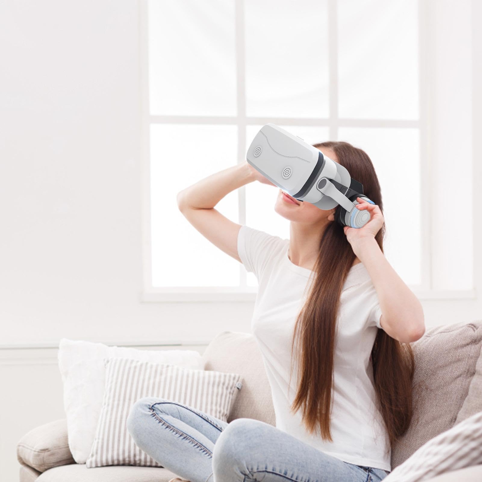 Gafas 3D - Auriculares De Realidad Virtual Para PC Con Lente HD De Luz | Material De Revestimiento De Cuero Ligero Auriculares Inmersivos | Para Teléfonos Móviles Para Viajes, Relax E Intrat