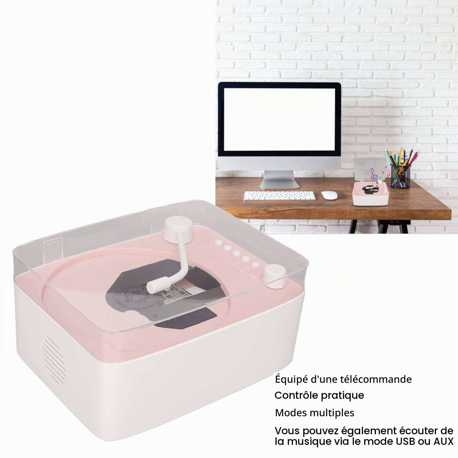 Lecteur CD Portable avec, Lecteur de Musique Kpop Rechargeable avec Haut-Parleur HiFi, Télécommande, Cache Anti-poussière, Prend en Charge Le Lecteur de Musique CD AUX