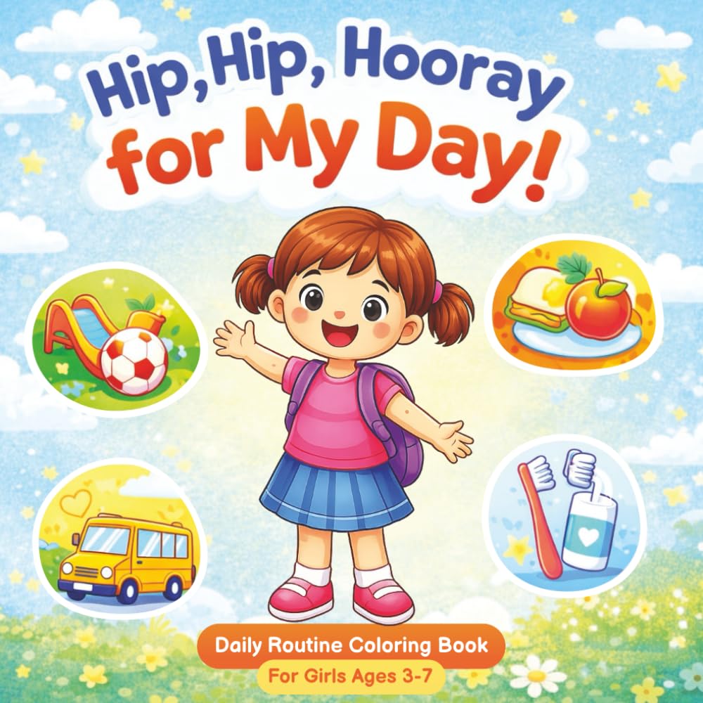 Hip, Hip, Hooray for My Day!: Daily Routine Coloring Book for Girls