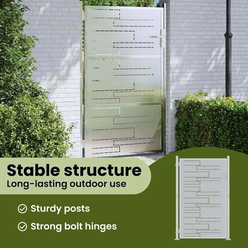 vidaXL Puerta de jardín Plateado 85 x 120 cm Acero Inoxidable, Puerta Moderna para jardín y terraza, Barrera Rectangular de Acero, Entrada Exterior Segura, Separador Resistente