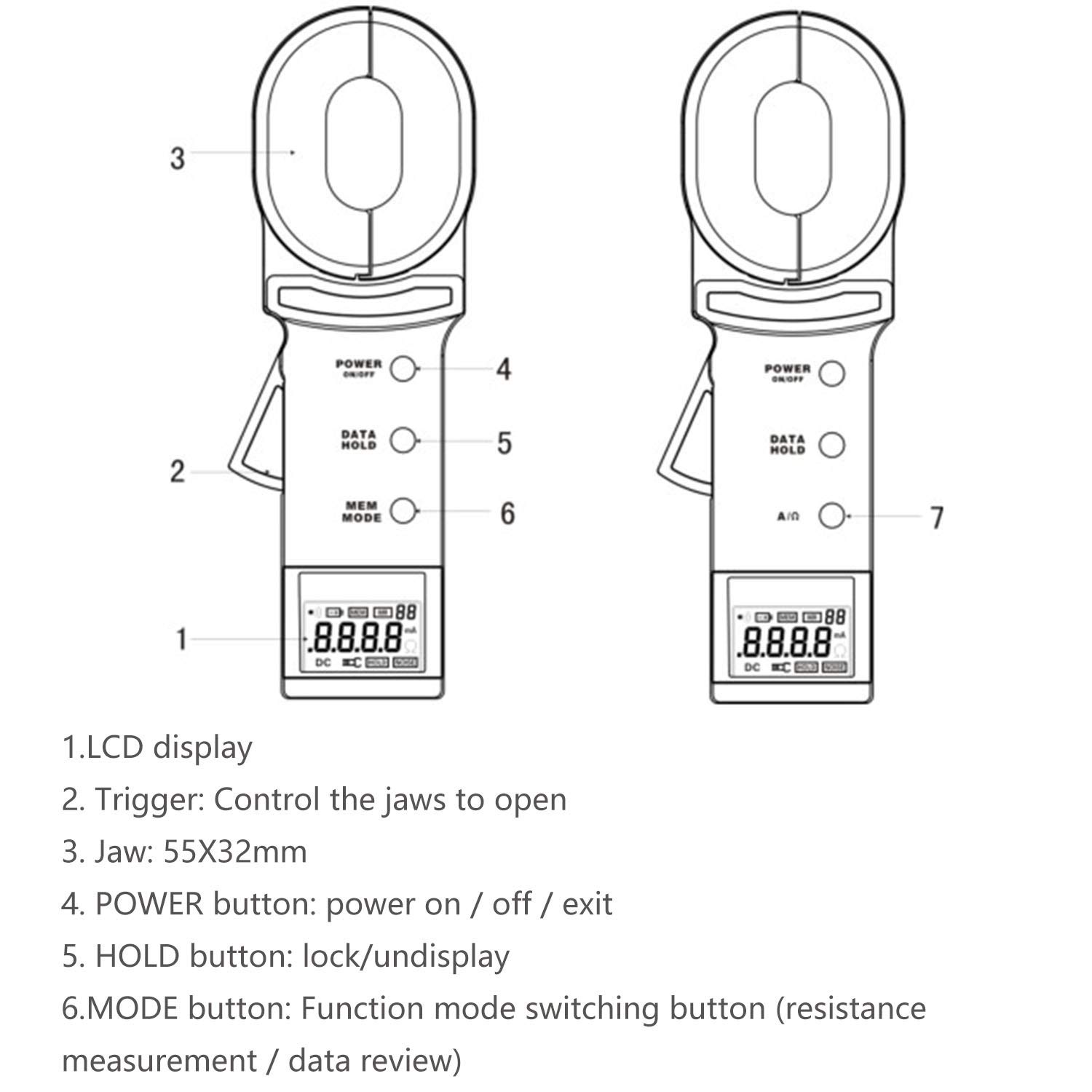 Erdungsprüfer, Erdungsmessgerät for Erdungswiderstand (Digital Clamp Meter) mit Alarmfunktion for Datenspeicherfunktion ， Widerstandsbereich: 0,01~1000Ω ETCR2000,Sicherer und schneller