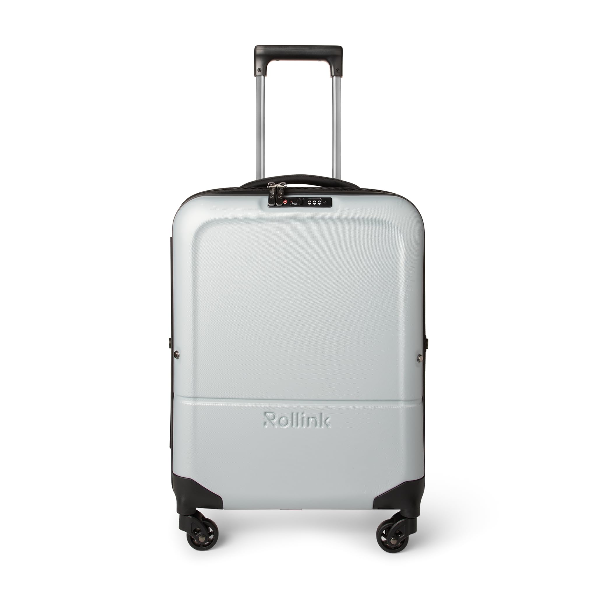 Rollink Flex Light - Maleta plegable (75% de ahorro de espacio), ultraligera (solo 2,45 kg), 4 ruedas, 55 x 40 x 20 cm, ideal para viajes y viajes de negocios, plata, Carry-On, Estuche rígido