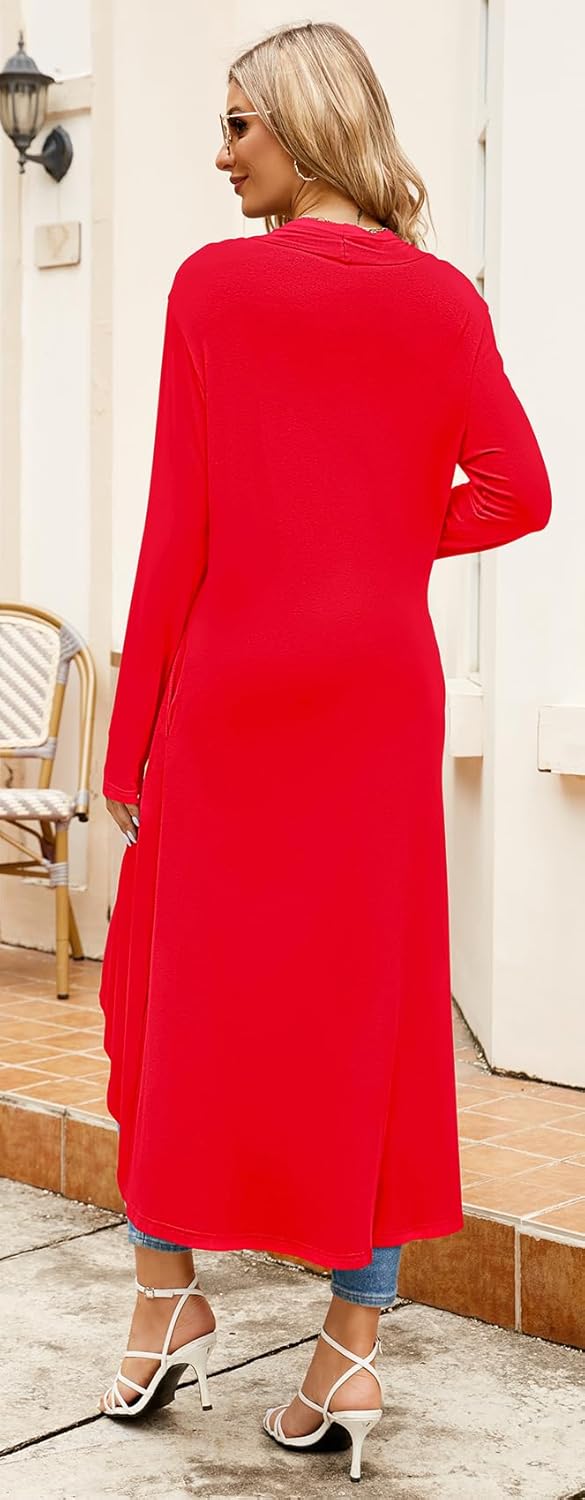 Newchoice Womens Long Cardigan Summer Casual Draped Open Front Lightweight Long Sleeve Cardigan Duster with Pockets - Image 6