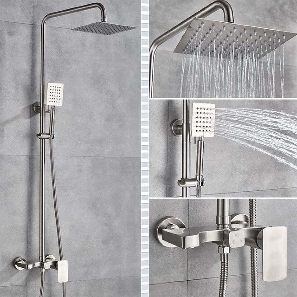 Robinet de douche mitigeur de salle de bain avec ensemble de douche à effet pluie SUS304