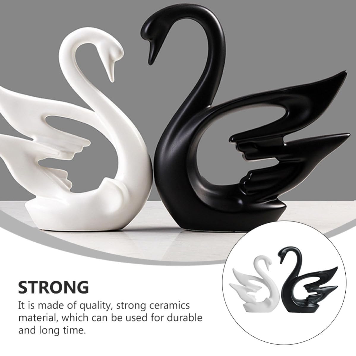 2stücke Teiliges Minimalistisches Schwäne Ornament Elegante Porzellan Figuren Stilvolle Tischdeko für Wohn Büro Langlebige Handgefertigte Dekoartikel