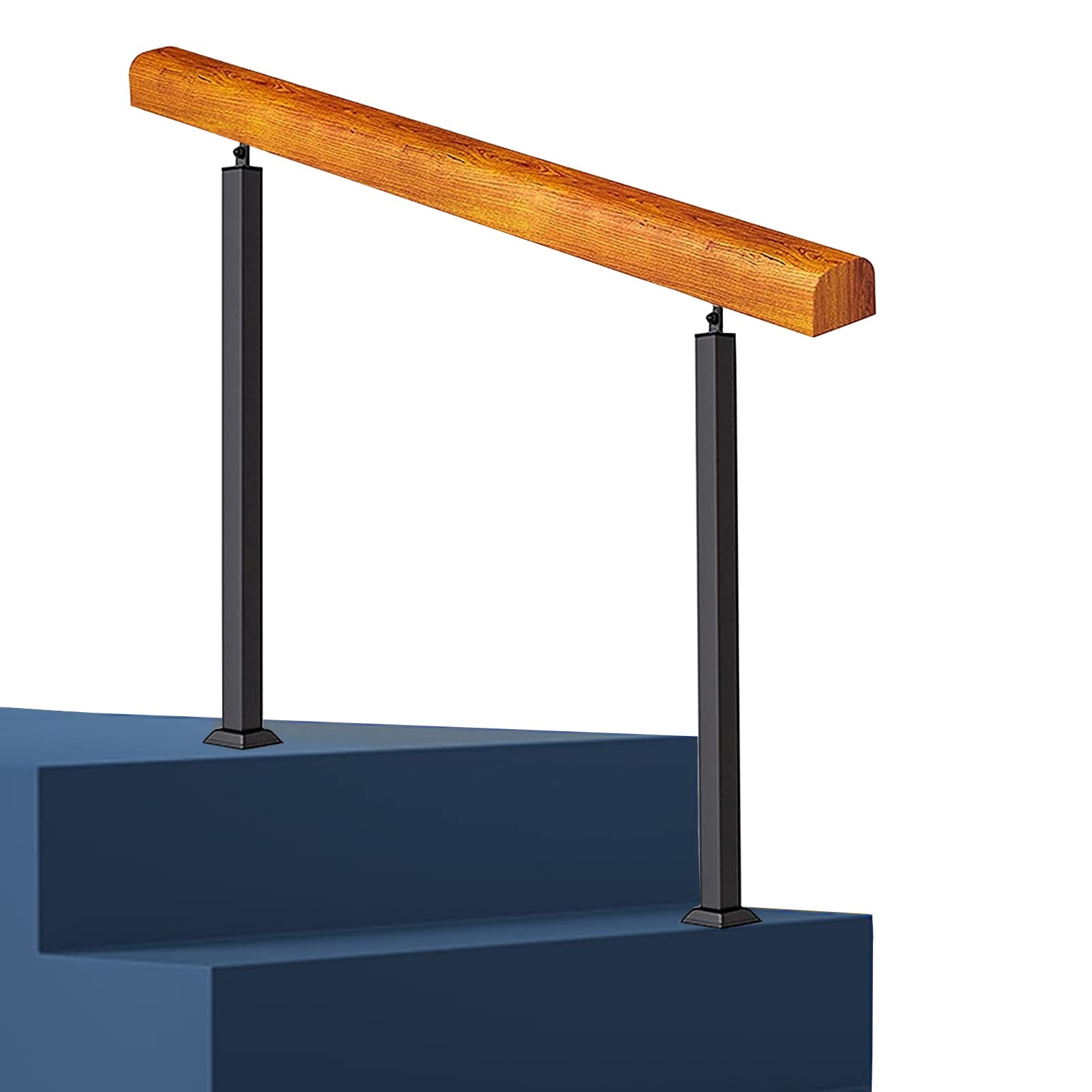 Poteau de rampe d'escalier extérieur en fer forgé réglable noir mat durable