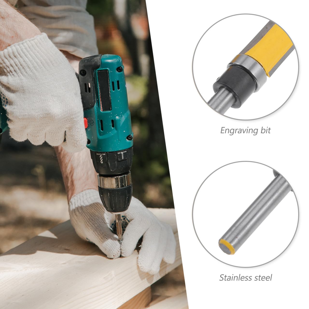 Operitacx 3 Set punta per fresa mola punta del router fresa per rifilare a filo punte del router taglierini Particelle punte di rifinitura a filo del cuscinetto frese da intaglio