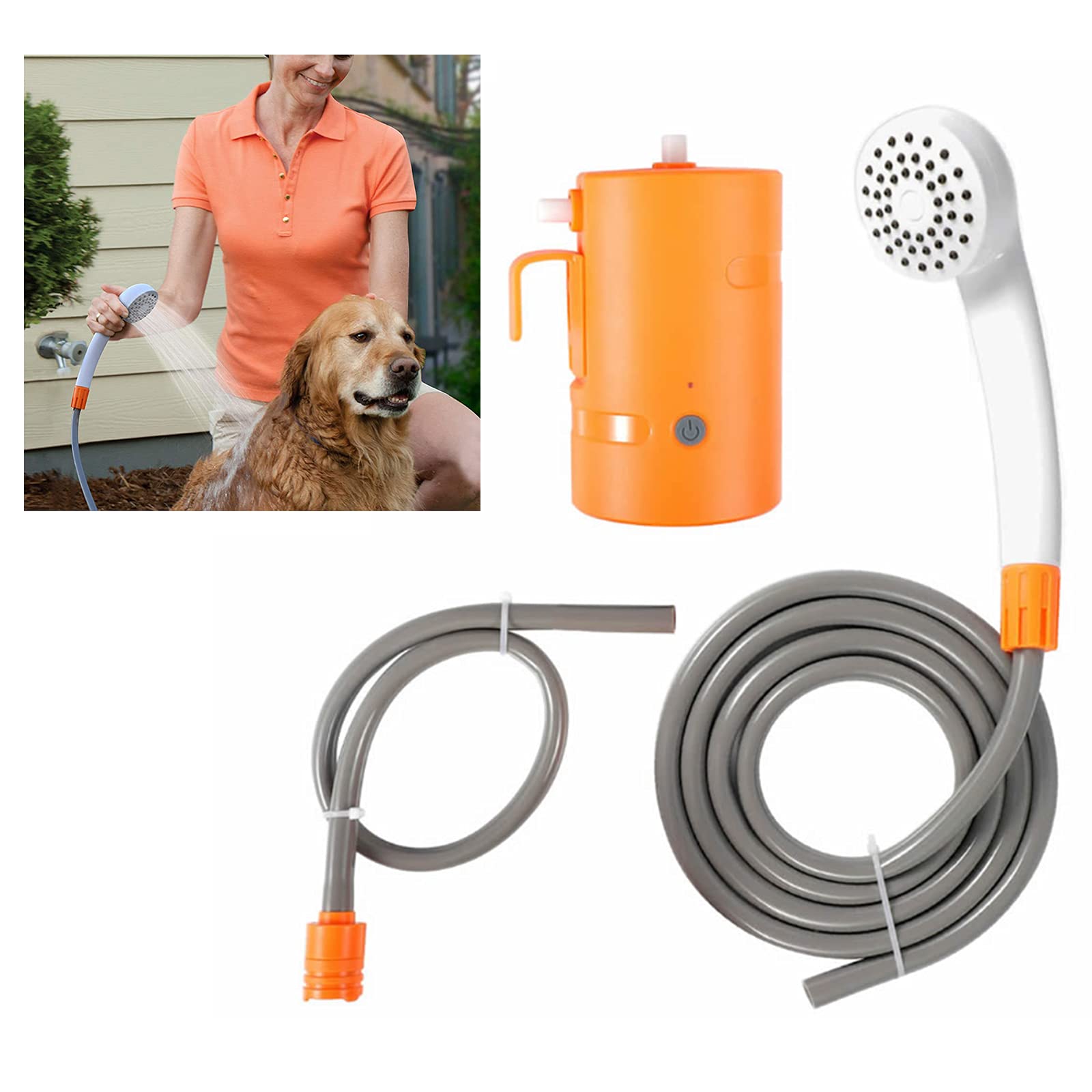 Pompa elettrica portatile per doccia per campeggio all'aperto lavaggio auto pulizia del cane, 4400 mAh alimentato a batteria USB ricaricabile, IPX7 impermeabile