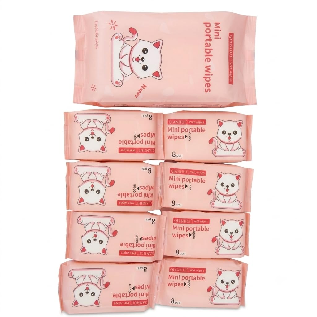 Portable Wet Wipes Pack of 4 | Mini Pocket Size Moist Tissue Wipes for Face and Hand Cleaning | Travel Outdoor Friendly Disposable Wet Towelettes for Kids | Soft Skin Cleansing Wet Tissues-image-39