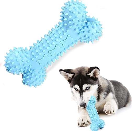 Dog Toys for Aggressive Chewers - BEFYUS Squeaky Dog Chew Toy for Large Medium Puppy Dogs Teeth Cleaning,Food Grade Tough Durable Indestructible Rubber Bones（Barbed） (Small) - Small