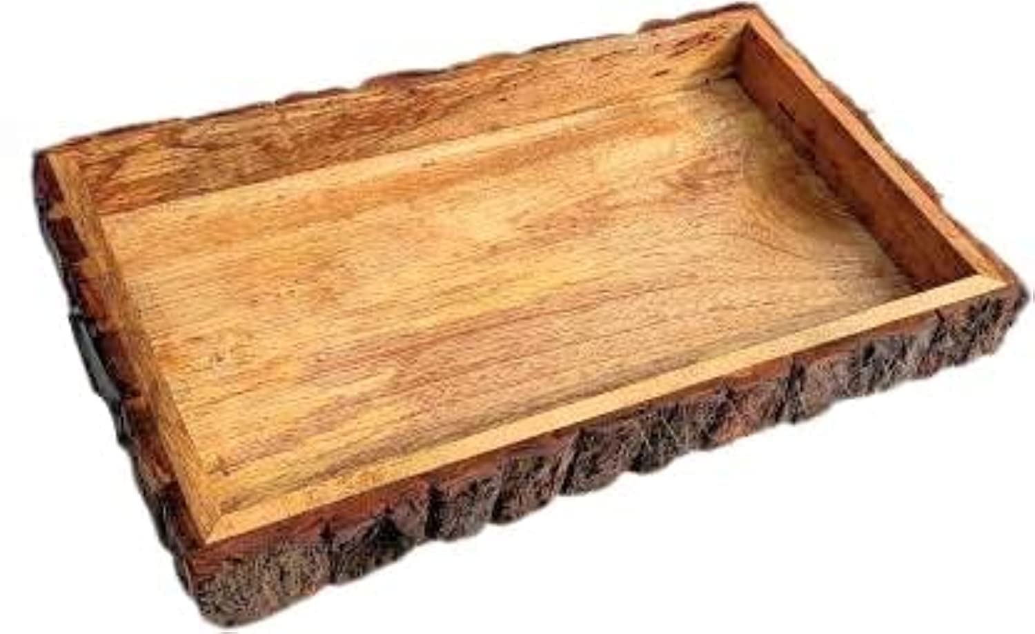 Acewood wooden serving tray serving Platter with Bark Finish  Handcrafted Acacia Wood Wood Tray Serving Platter I Diwali gift
