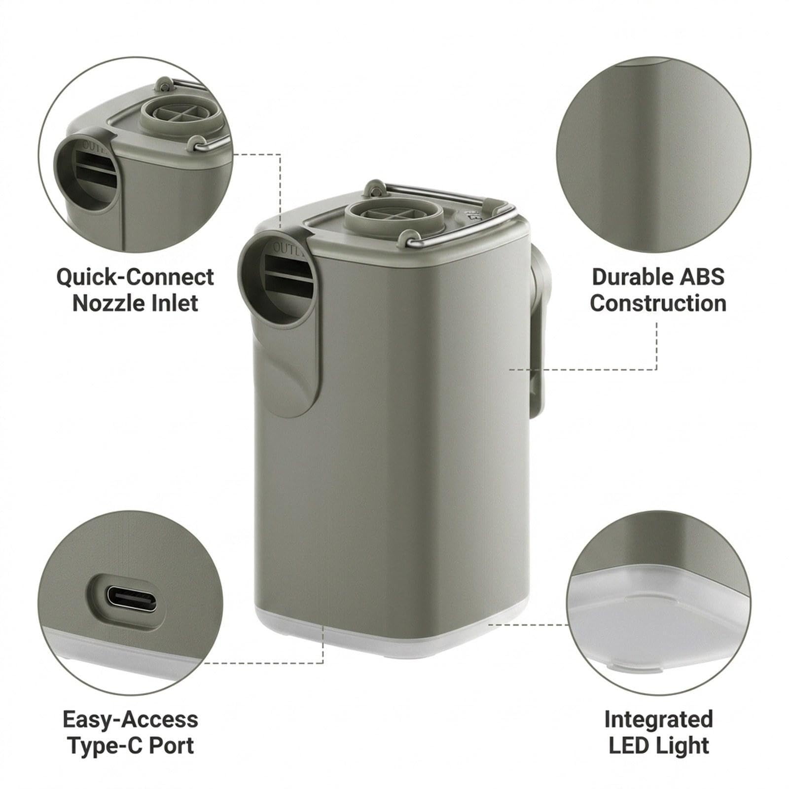 Amagogo Pompa Ad Elettrica, Pompa per Gonfiaggio E Sgonfiaggio, Pompa Compatta Multifunzione Ricaricabile Tramite USB con Luce, Piccolo Gonfiatore per Sa