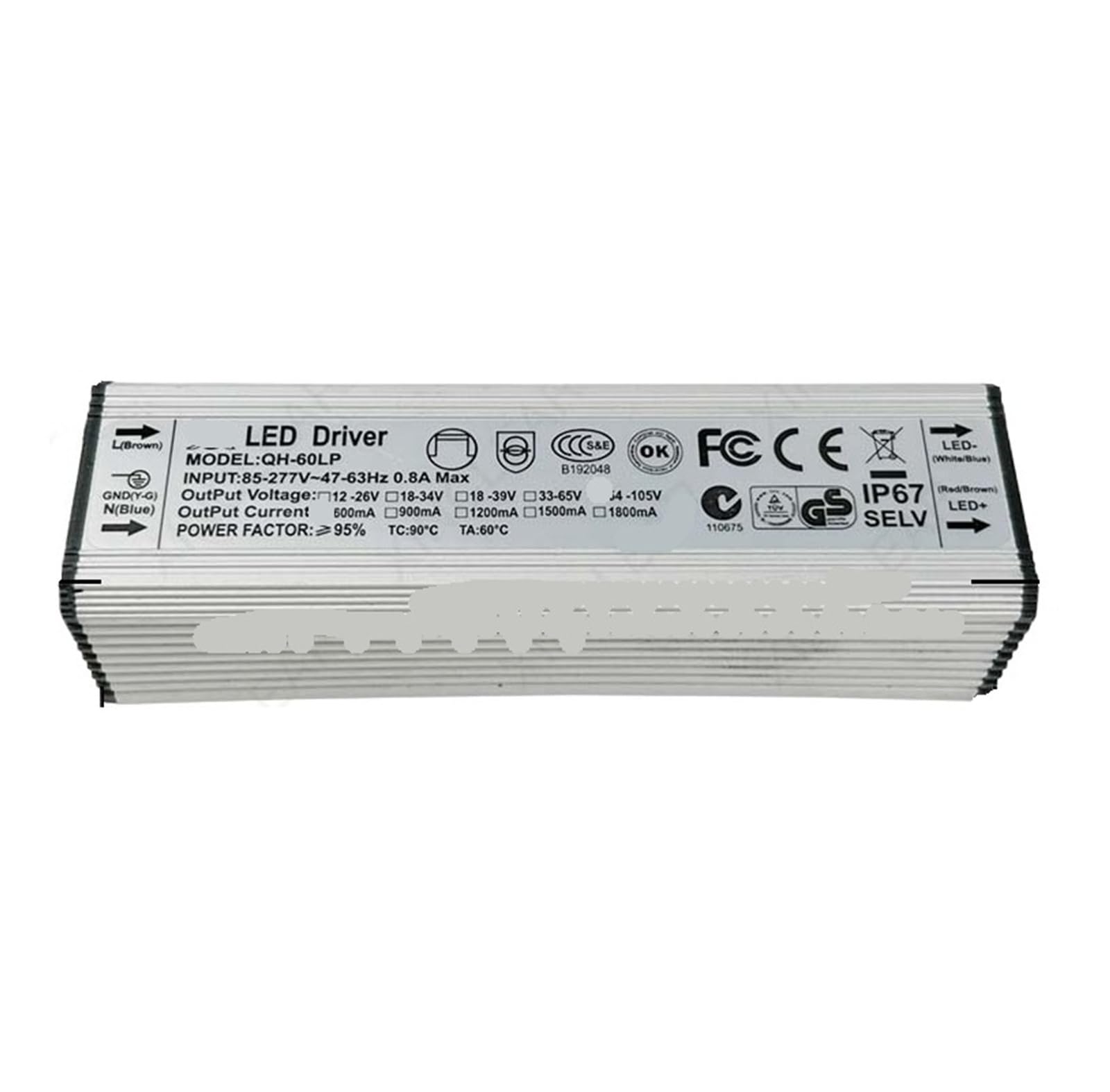 Transformateur d'éclairage 40W à 60W robuste avec boîtier aluminium