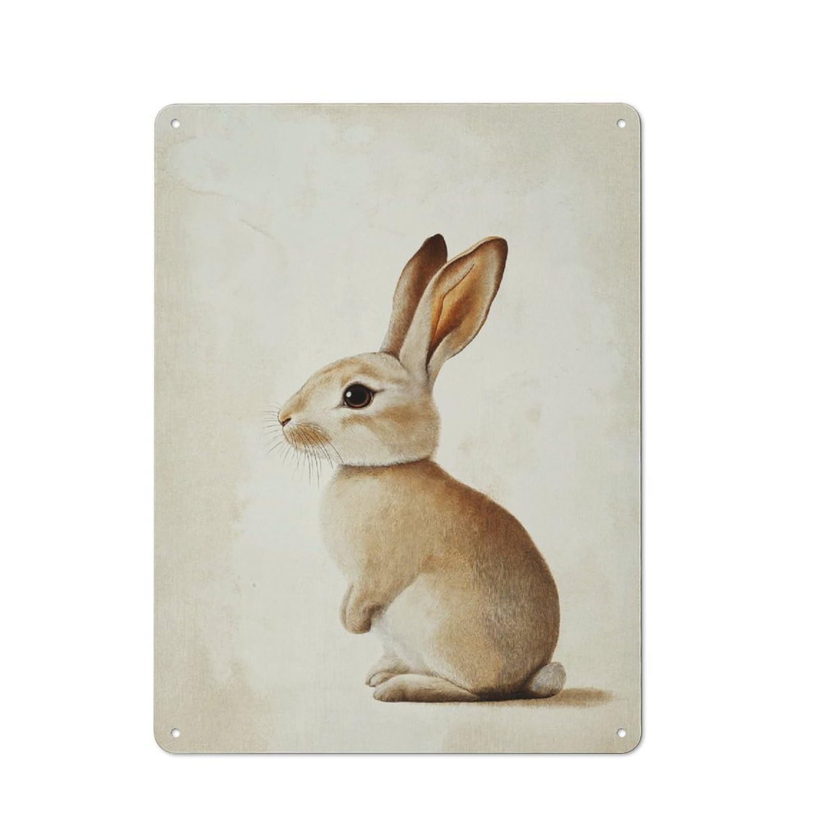 Cute Rabbit Bunny Nursery Retro-style Tin Wall Plaque 40x30cm for Café Or Home Bar, for Themed Interiors in Cafés And Home Bars