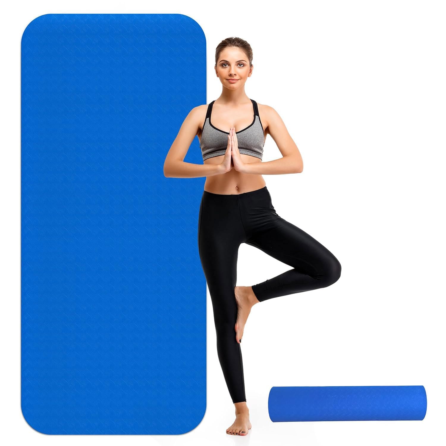 ‍ Premium 4mm Anti-Slip Yoga Mat | Eco-Friendly TPE | Strong Grip & Comfortable Support | Ultra-Light & Travel Friendly | ‍ Exercise & Yoga Mat for Men & Women (Blue, 4 MM)-image-38