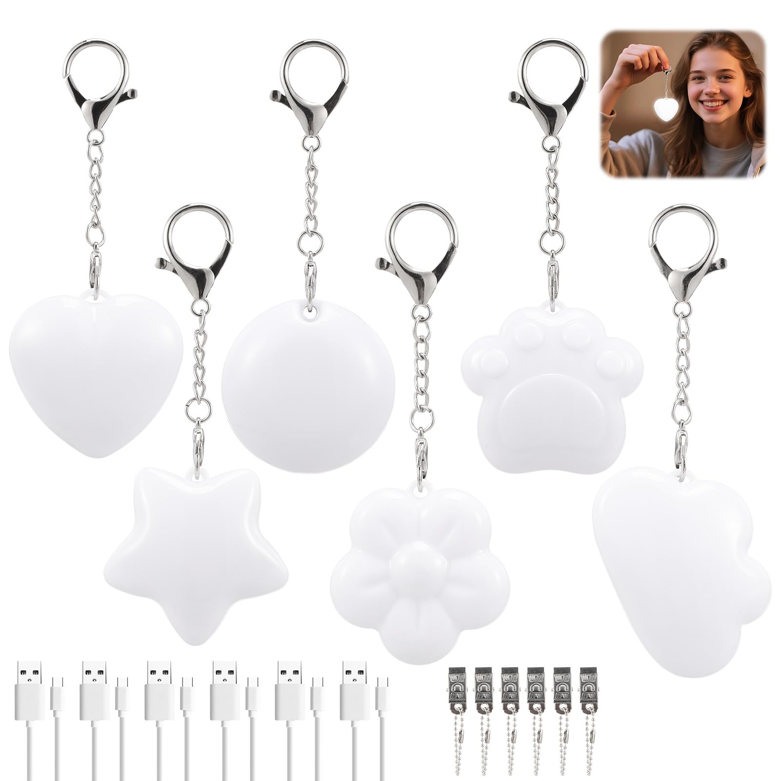 6Pcs Purse Light Handbag Light, Love Wallet Tote Bag Touch Sensing Lights, Rechargeable LED Night Lights for Purse Keychain Accessories, Valentines Day Gifts for Her Women Girls Mother Friends