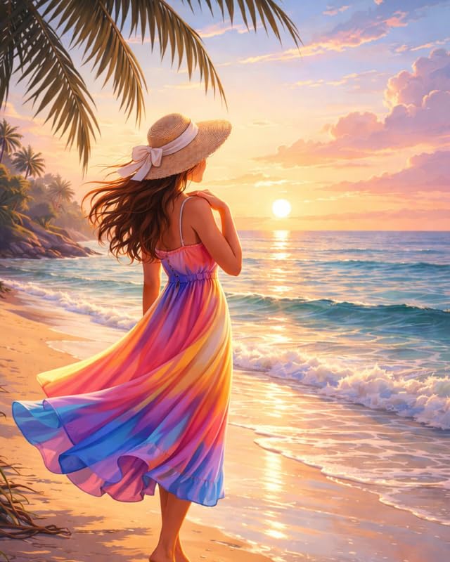 TULIP N TURTLE Sunset Vibe DIY Acrylic Paint by Number Kit for Adults Beginner Canvas Painting by Number Acrylic Painting. Wall Decoration DIY Painting Kit for Adults-image-30