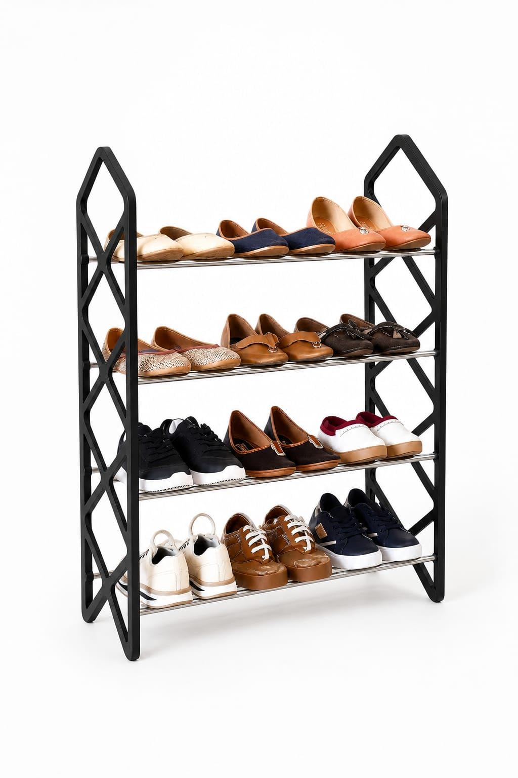 4 Tier Metal Shoe Rack for Home | Space Saving Shoe Organizer Stand | Multi-Purpose Footwear Storage Shelf for Entryway, Bedroom & Closet-image-42