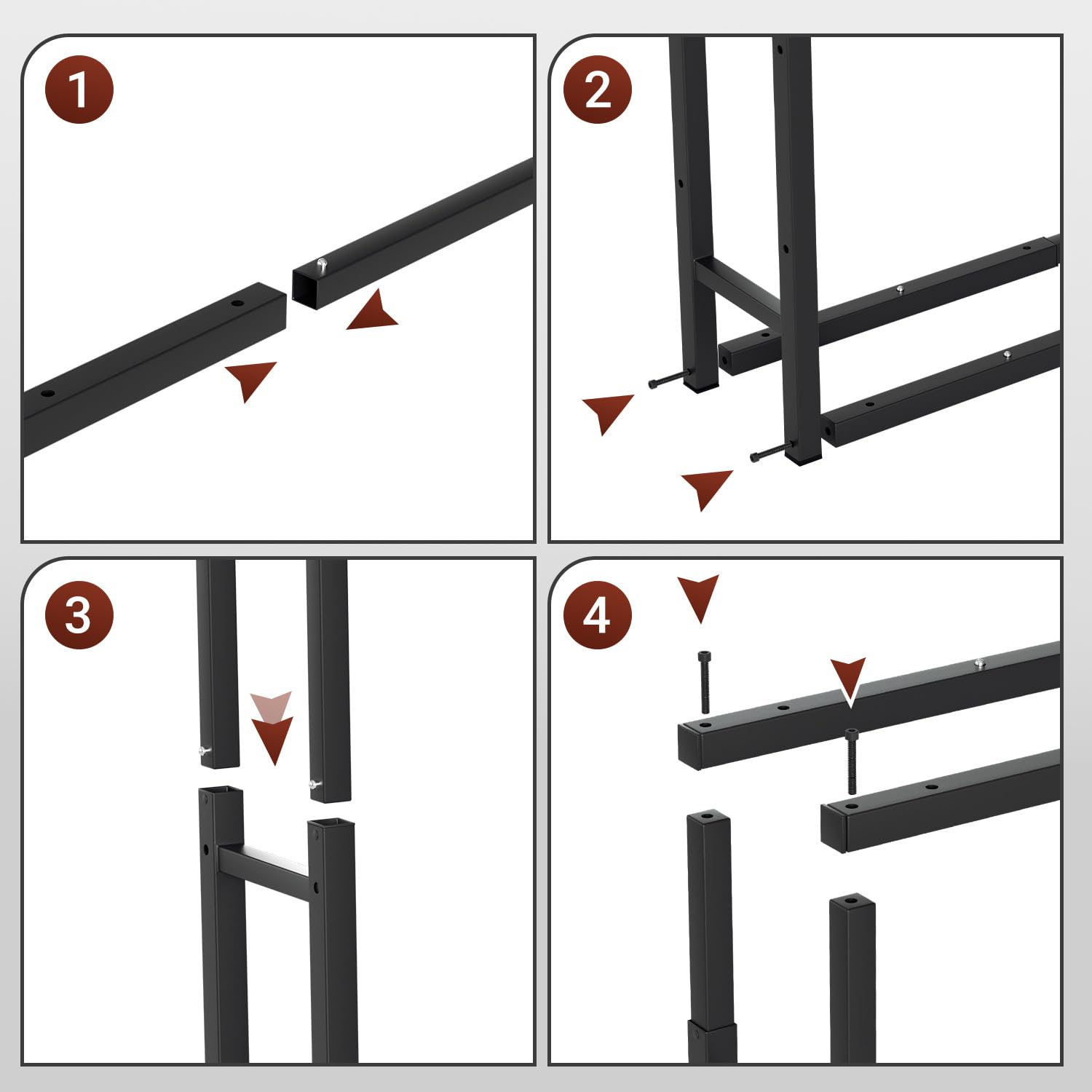 Lospitch Estantería ajustable para leña, 9 tamaños ajustables, soporte para leña con 4 ganchos, soporte para leña para leña, para troncos de madera, color negro