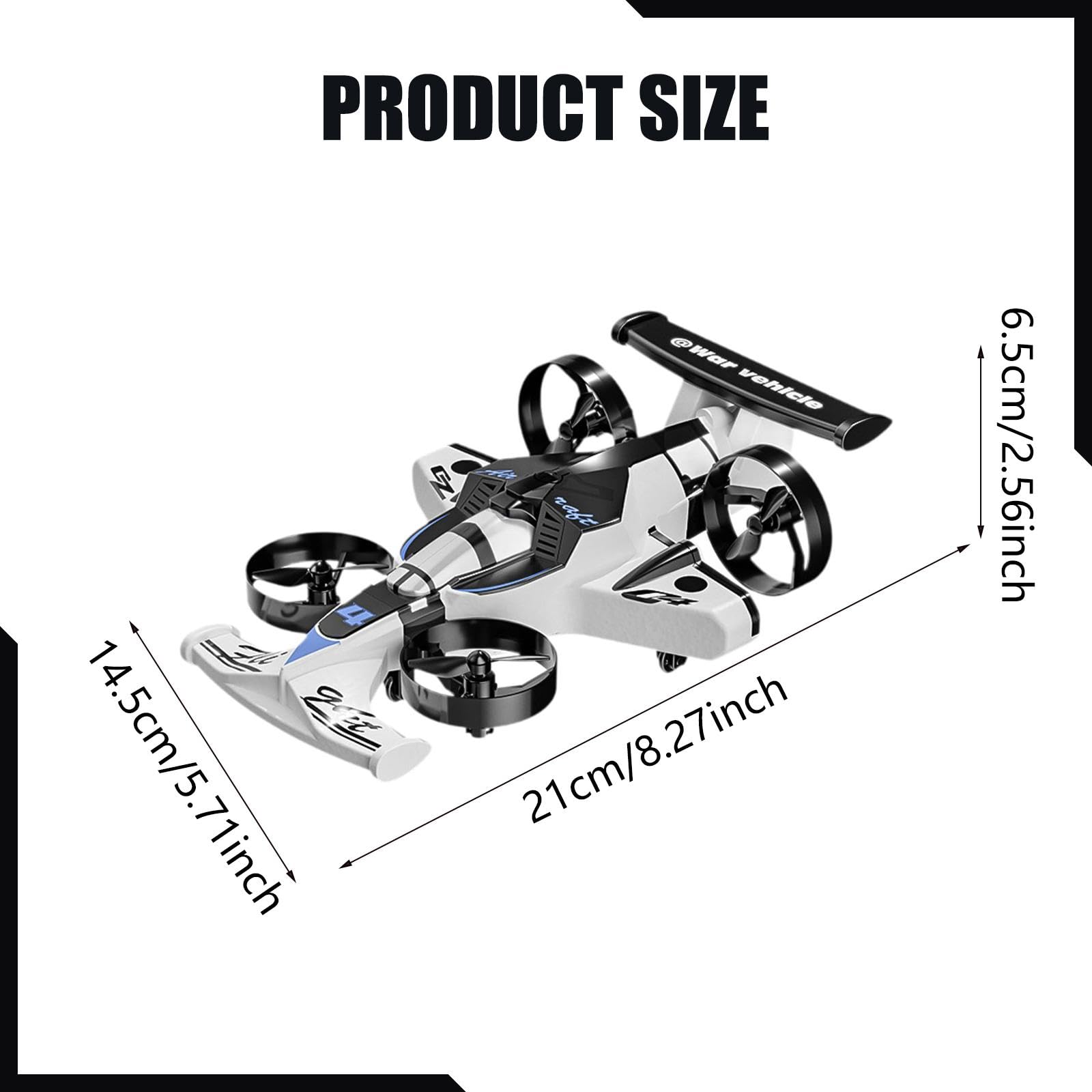 Mini Drone RC 2 in 1 per Auto Giocattolo, con Telecomando, Aeroplano Telecomandato per Ragazzi, Ragazze E, Bianco