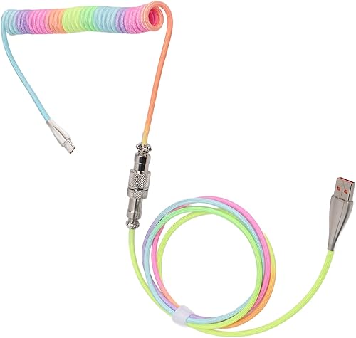 Miniatura 2 de Dpofirs Cable de teclado en espiral RGB, cable de teclado mecánico desmontable tipo C para la mayoría de teclados mecánicos USB C (tipo 1)