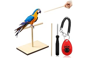 Cunno 3 Pcs Bird Training Stand Kit (Bird Training Clicker and Target Stick)