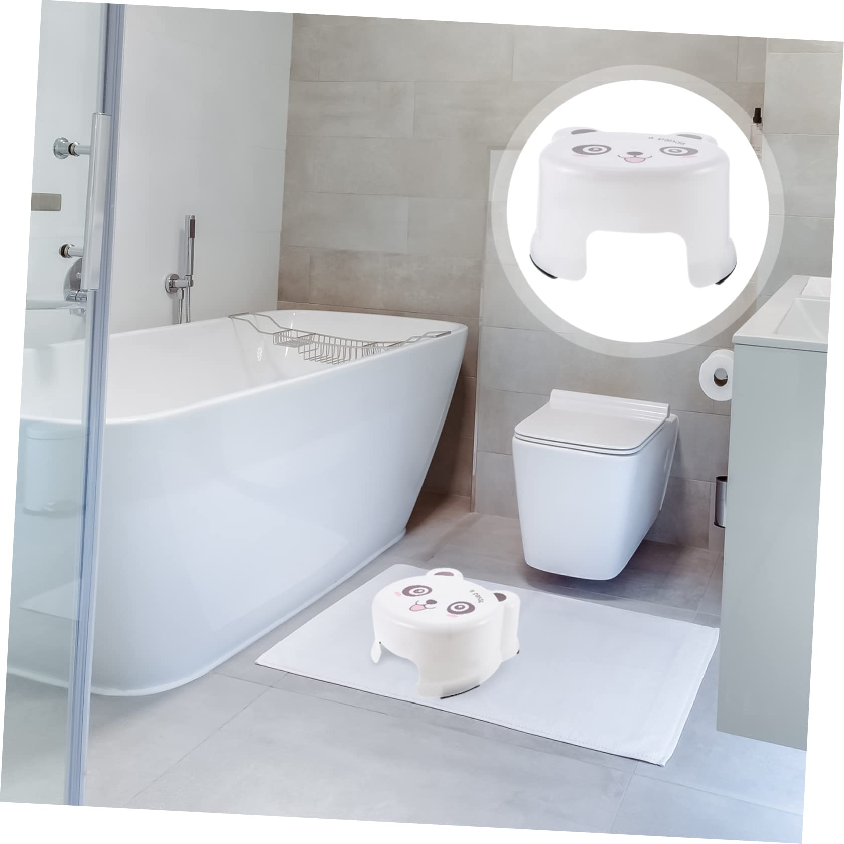 Sgabello per Bambini Antiscivolo in Plastica Bianca, Poggiapiedi Spesso per Bagno e Wc, Sgabello Cartoon Resistente per Lavandino e Addestramento Vasino