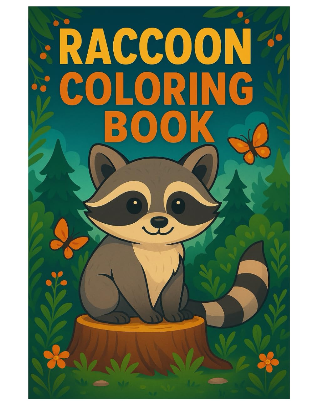 Raccoon Coloring Book: Cute Forest Scenes with Friendly Raccoon Illustrations for Relaxing Coloring