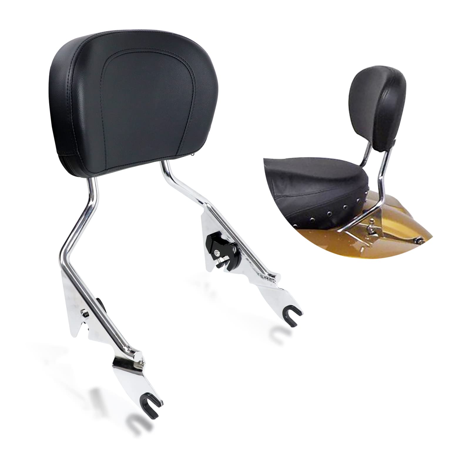Photo 1 of DSISIMO Motorcycle Sissy Bar Chrome Detachable Backrest Sissy Bar With Pad Compatible With Touring Road King Electra Glide Road Glide Street Glide FLHR FLHX FLHT FLTR 2009-2022 Backrest Sissy Bar Chrome