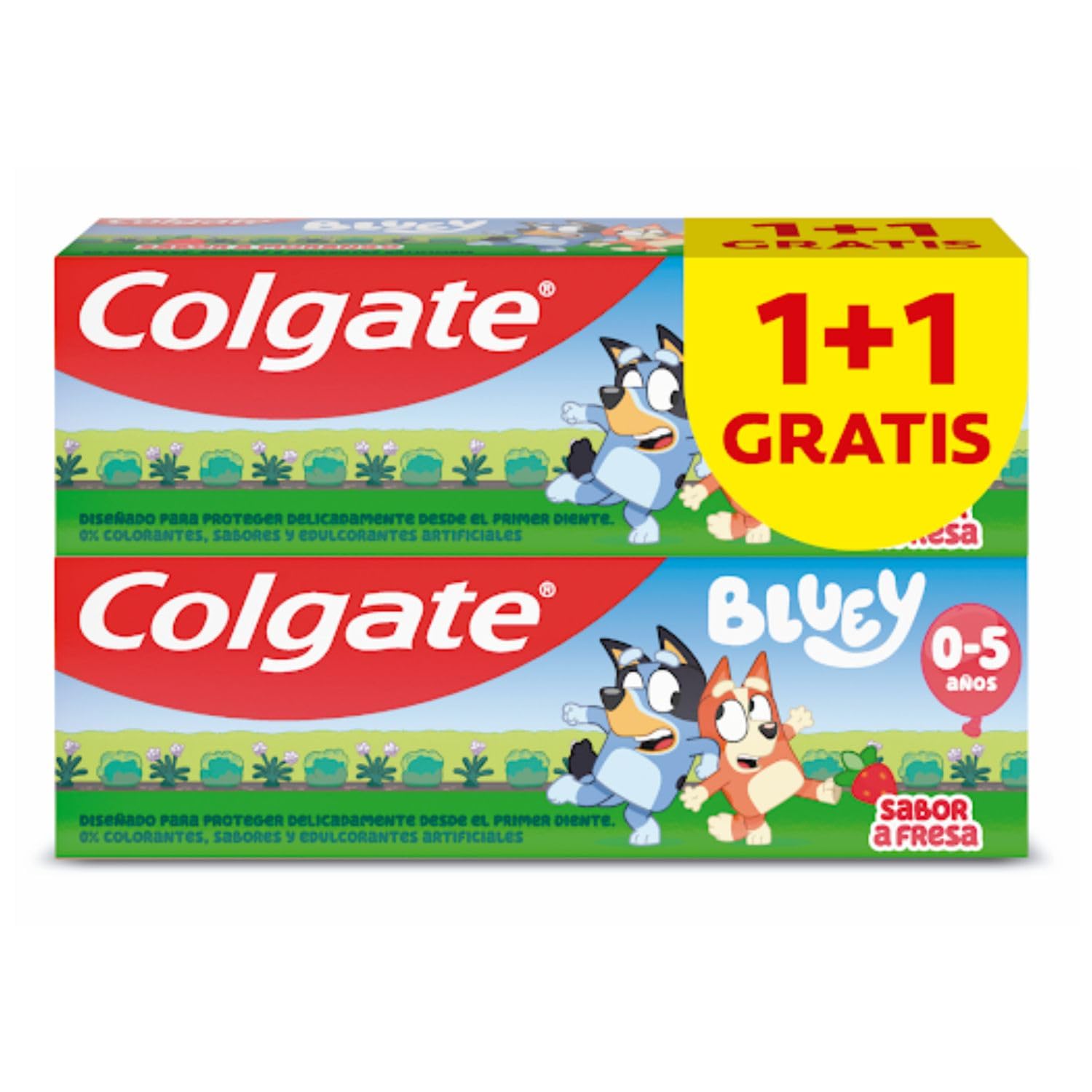 COLGATE Kids Bluey Pasta Sabor Fresa 0-​5 años Pack 2 x 50 ml - Dentífrico infantil suave para dientes de leche - Pasta de Dientes con Flúor - 0% colorantes, sabores y edulcorantes artificiales